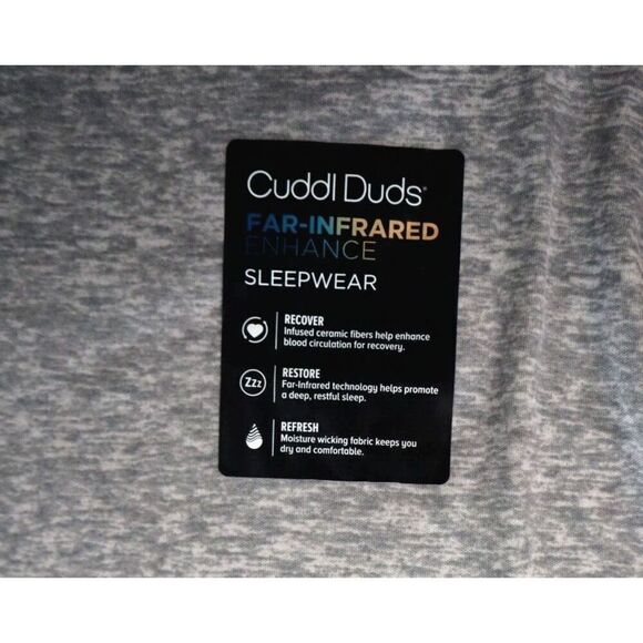 Cuddl Duds Men's Sz M Gray Heather Far-Infrared Enhance L/S Pajama Crewneck Tee - Picture 4 of 6